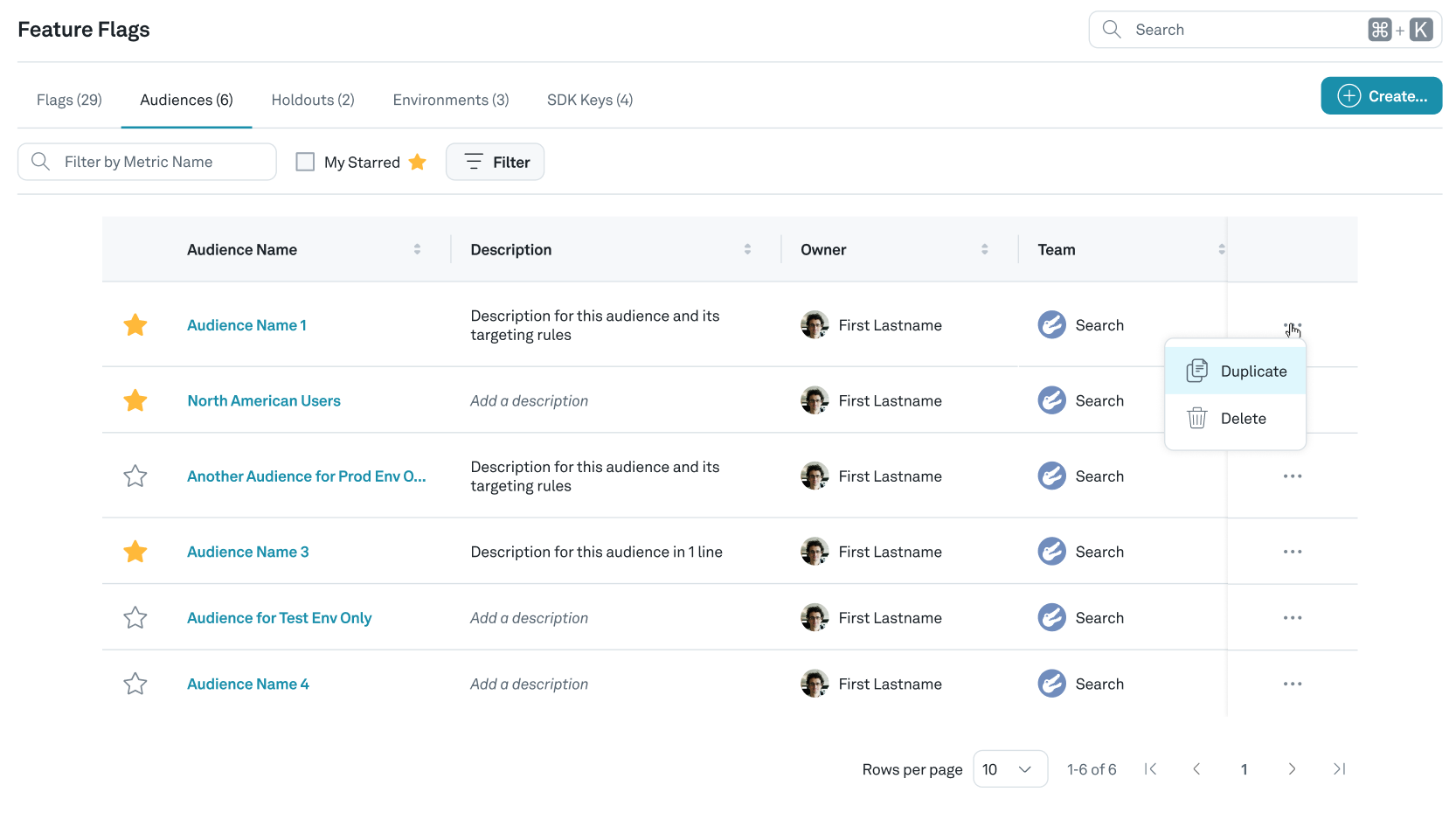 Audience page